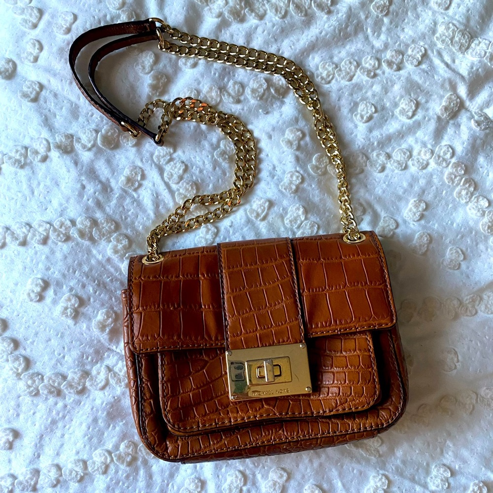 Michael Kors Croc Embossed Leather Crossbody Bag